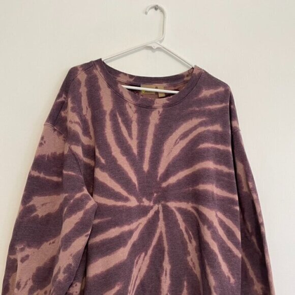 ZELLA Cali Tie Dye Cotton Blend Sweatshirt Dress Purple Mauve ish Long Sleeve L - Picture 3 of 12